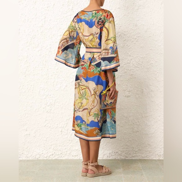 Zimmermann Alight Midi Dress Nautical Map Print Size M - Picture 3 of 5